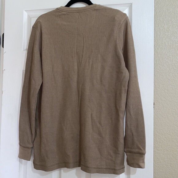 Men’s Cactus Authentic Quality Brown Long Sleeve Henley Thermal Shirt Medium - Picture 4 of 4